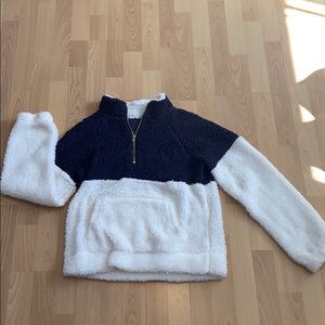 SOLD - BLUE AND WHITE FLUFFY SWEATER